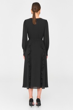 Платье чёрное из шифона с эффектом крэш Priz(фото6)