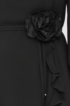 Платье чёрное из шифона с эффектом крэш Priz(фото4)