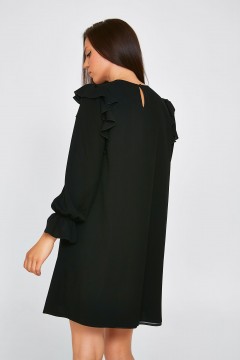 Платье короткое шифоновое чёрного цвета Priz(фото6)