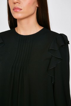 Платье короткое шифоновое чёрного цвета Priz(фото3)