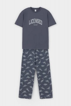 Пижама с брюками для мальчика КБ 2831/мокрый асфальт,динозавры пижама Cubby(фото3)
