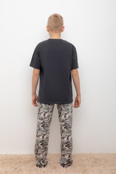 Пижама с брюками для мальчика КБ 2831/темно-серый,милитари на бежевом пижама Cubby(фото3)