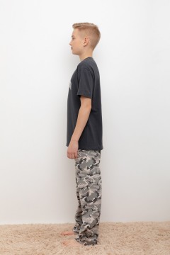 Пижама с брюками для мальчика КБ 2831/темно-серый,милитари на бежевом пижама Cubby(фото2)