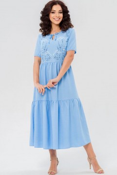 Платье длинное голубое с воланом по низу