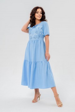 Платье длинное голубое с воланом по низу Serenada(фото2)