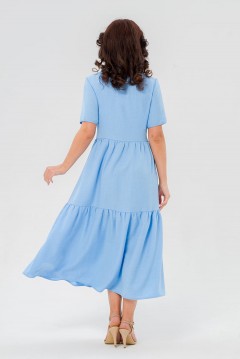 Платье длинное голубое с воланом по низу Serenada(фото4)