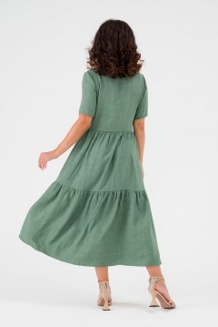 Платье длинное фисташкового цвета с воланом по низу Serenada(фото3)