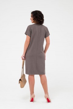 Платье короткое цвета мокко с разрезом Serenada(фото4)