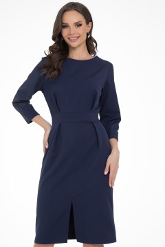 Платье-футляр тёмно-синее с разрезом Diolche