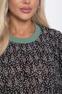 Блуза шифоновая чёрная с цветочным принтом LT collection(фото3)