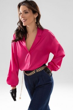 Блузка шёлковая с английским воротником в розовом цвете