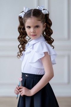 Блуза белого цвета для девочки БЛ-2012-1 Alolika(фото2)