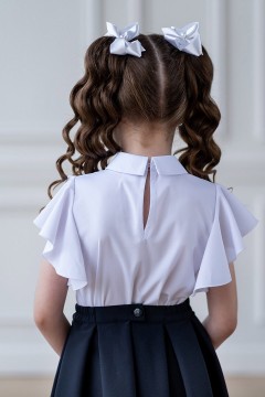 Блуза белого цвета для девочки БЛ-2012-1 Alolika(фото3)