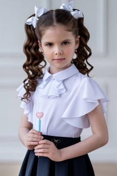 Блуза белого цвета для девочки БЛ-2012-1 Alolika
