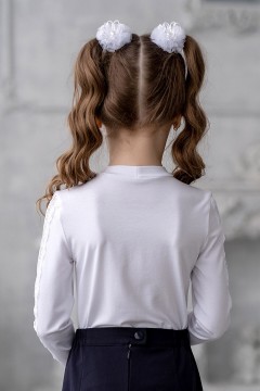 Блуза белого цвета для девочки ТБ-2014-1 Alolika(фото3)