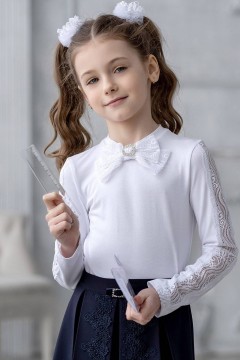 Блуза белого цвета для девочки ТБ-2014-1 Alolika