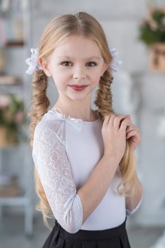 Блуза белого цвета для девочки ТБ-1805-1 Alolika(фото2)