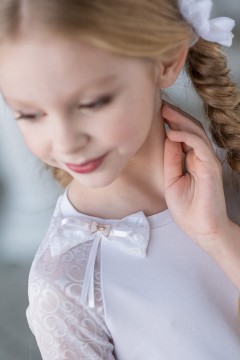 Блуза белого цвета для девочки ТБ-1805-1 Alolika(фото3)