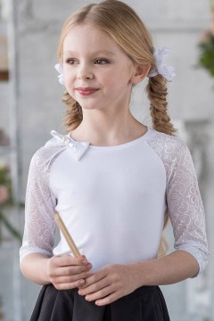 Блуза белого цвета для девочки ТБ-1805-1 Alolika