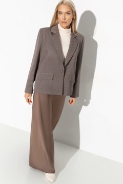 Жакет молочно-коричневого цвета в полоску с подплечниками Charutti(фото2)