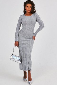 Платье-годе трикотажное серого цвета Happychoice