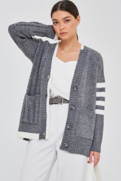 Кардиган вязаный тёмно-серый на пуговицах Happychoice