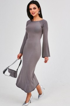 Платье вязаное серое с открытой спиной Happychoice