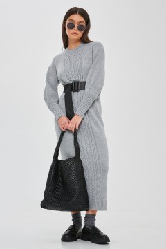 Платье вязаное серое с длинными рукавами Happychoice