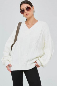 Пуловер белый вязанный oversize Happychoice