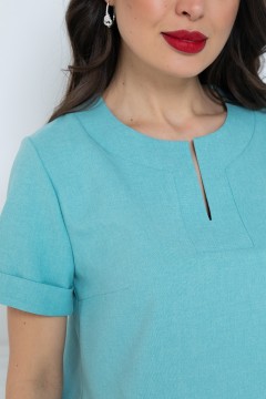 Платье бирюзовое с разрезом Diolche(фото4)