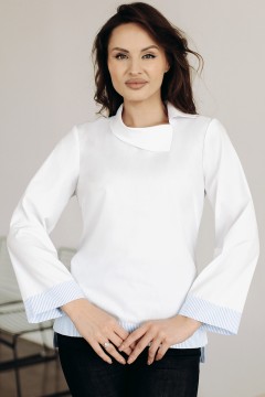 Блузка белая с длинными рукавами Фабрика белых блуз