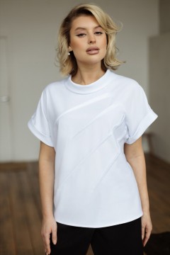 Блузка белая с застроченными складками по переду Фабрика белых блуз
