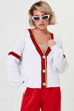 Кардиган белый вязаный на пуговицах Happychoice