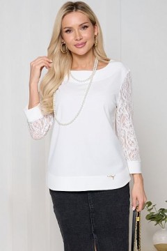 Джемпер белый с рукавами из кружева Bellovera
