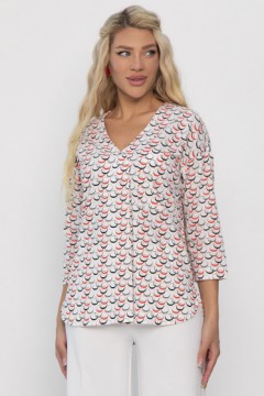 Блузка в бело-красном цвете с рукавом три четверти LT collection(фото7)