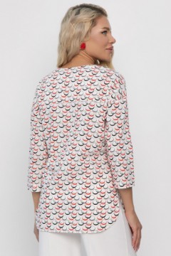 Блузка в бело-красном цвете с рукавом три четверти LT collection(фото8)