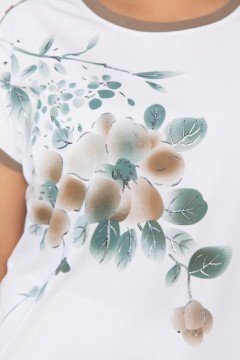Блузка летняя из хлопка в бело-коричневом цвете LT collection(фото4)