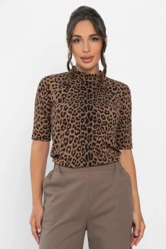 Блузка в чёрно-коричневой расцветке из мягкого трикотажа LT collection(фото4)