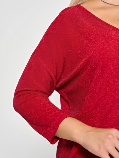 Джемпер красный трикотажный с лёгким блеском Dora(фото6)
