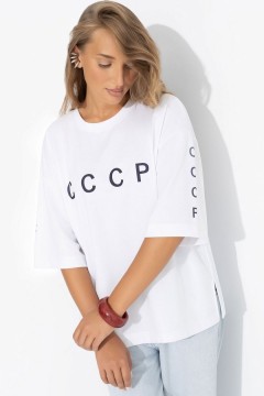 Футболка белая свободная с карманами Charutti
