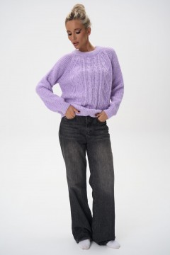 Свитер вязаный с фактурным вязаным узором Elza(фото2)