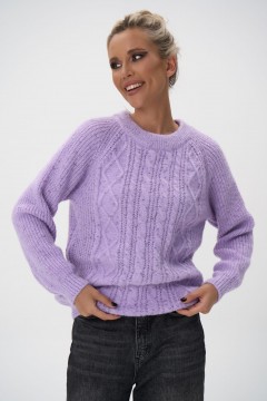 Свитер вязаный с фактурным вязаным узором Elza(фото3)
