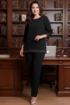 Костюм-двойка чёрный трикотажный с брюками Триумфальный успех, блэк SelenaSonata