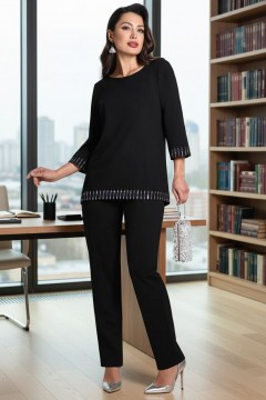 Костюм-двойка чёрный трикотажный с брюками Триумфальный успех, блэк SelenaSonata