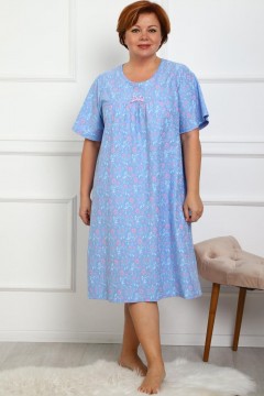 Сорочка ночная голубая трикотажная с принтом
