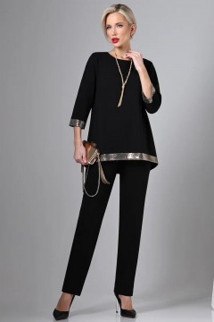 Костюм-двойка чёрный трикотажный с брюками Триумфальный успех, золото SelenaSonata
