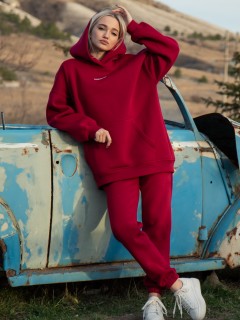 Худи оверсайз с начёсом бордового цвета Kosmos(фото2)