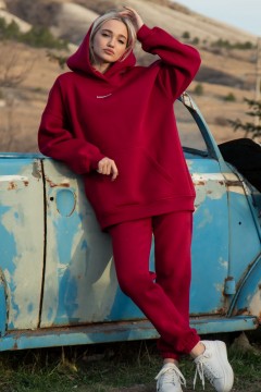 Брюки джоггеры с начёсом в бордовом цвете Kosmos