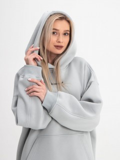 Худи оверсайз с начёсом светло-серого цвета Kosmos(фото3)