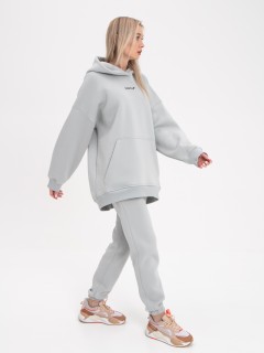 Худи оверсайз с начёсом светло-серого цвета Kosmos(фото7)